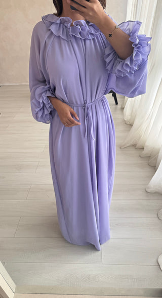 lilac ruffle neck dress - nara