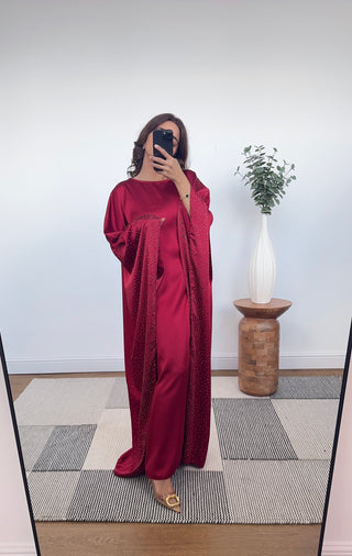 wine studded kaftan with belt- nura