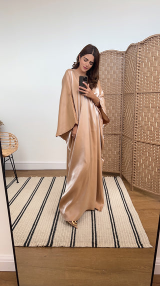 Shimmer butterfly kaftan in Sand- velora