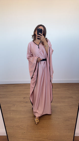 pink kaftan dress with a belt- aya