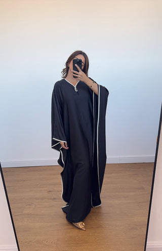 black kaftan dress with a belt- aya