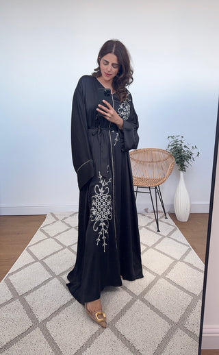 black embroidered abaya- aamaal