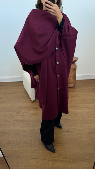 feya cape with scarf wine