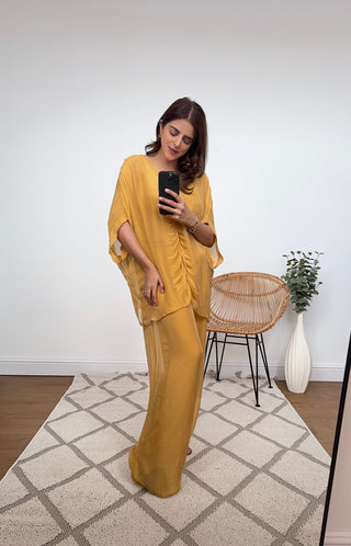 yellow silk ruched coord - nia