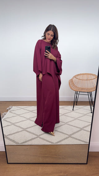 Asymmetric hem coord set burgundy - Asal