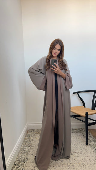 Fariba open abaya grey