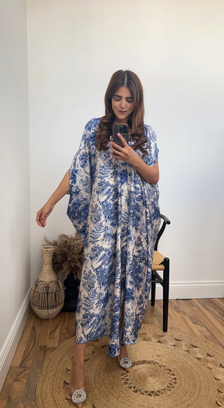 Diya dress printed blue (upto plus)