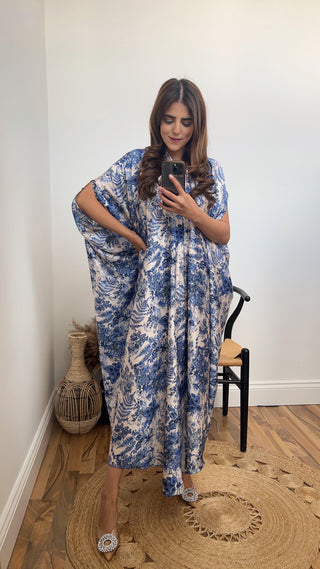 Diya dress printed blue (upto plus)