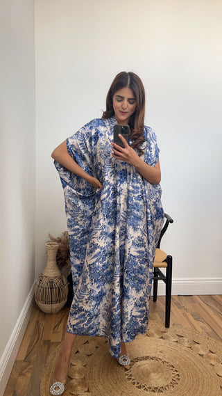 Diya dress printed blue (upto plus)