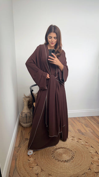 Ramadan abaya set in a stunning coco brown shade, perfect for UK shoppers.